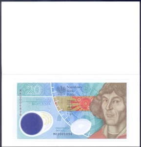Polonia 20 zlotych 2022 polimero di Nicolaus Copernicus, nuovo in scatola, cartella, libretto UNC - Foto 1 di 3