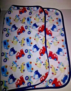 Little Tikes Baby Blanket Boy Girl White Red Blue Cars Helicopter Security Lovey - Picture 1 of 3
