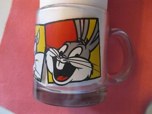Vintage Looney Tunes Glass Mug Bugs Bunny Tweety Sylvester Warner Brothers 1994 - Picture 1 of 6