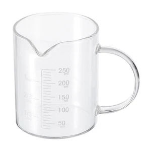 250ml Glass Measuring Cup, 3.3 Borosilicate Glass Graduated White Printed Scale - Picture 1 of 6