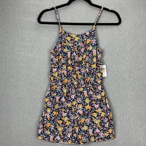 NEW Old Navy Girls Romper 10-12 Large Blue Floral Adjustable Straps Lightweight - Picture 1 of 14