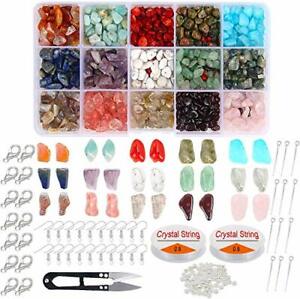 893 Pcs Irregular Chips Stone Beads 15 Colors Natural Gemstone Beads Kit Ear 