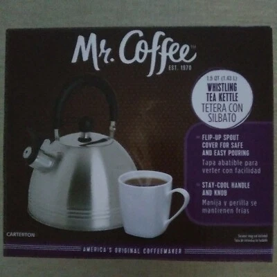 Mr. Coffee Carterton Stainless Steel Whistling Tea Kettle 1.5-Qt Mirror Polish - Image 1 of 3