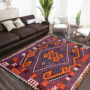 Oriental Hand Knotted Traditional Afghan Vintage Large Kilim Rug 6'4x7'2ft  7848 - Picture 1 of 2