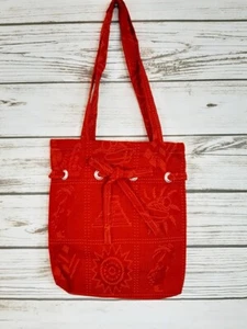 Mexican Womens Tote Bag Ethnic Zipper Orange Baja Sling Front Bow Purse - Bild 1 von 4
