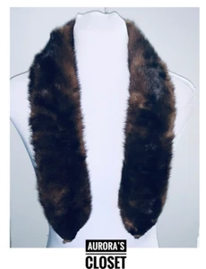 VTG Brown Mink Fur Scarf Clip Collar Velvet Lined Pointed Ends - Picture 1 of 5