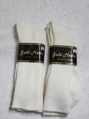 2 PARES CALCETINES BLANCOS MEDALLA DE ORO VINTAGE PARA HOMBRE TALLA 10-13 ACRÍLICO Y NYLON HECHOS EN EE. UU. Foto 1 de 4