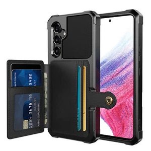 Leather Card holder Case for SamsungA14 A24 A34 A54 A13 A33 A53 A12 A72 A52 5G - Picture 1 of 14