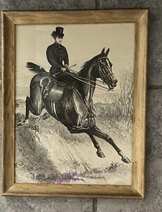 Framed HORSE Woman Riding Sidesaddle April 1870 London News - Picture 1 of 5