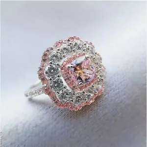 3.95Ct Cushion Lab Created Diamond Wedding Engagement 14K White Gold Finish Ring - Picture 1 of 7