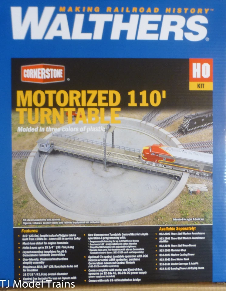 Walthers Cornerstone HO Motorized 110' Assembled Turntable 933-2851