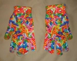 Printed 3D Candy Print Juniors Kids Full Fingers Gloves *8" long - Picture 1 of 2