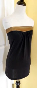 Victoria's Secret MODA INTERNATIONAL Black/Gold Strapless Stretch Top (S) NWOT - Picture 1 of 5