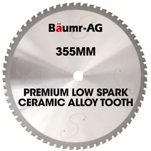 BAUMR-AG 355mm Premium Ceramic Alloy Tooth Blade Low Spark Metal Cold Cut Wheel - Picture 1 of 6