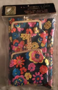 Nueva bolsa de cosméticos de 4 piezas/estuche de vidrio/cartera de monedas/paquete de tejidos de tienda antigua década de 1960 - Imagen 1 de 6