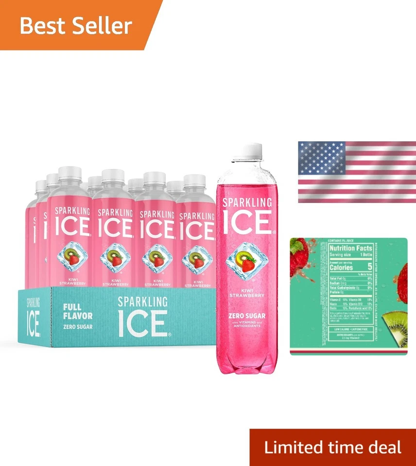Sparkling Ice Spring Water Kiwi Strawberry 17oz Bottles 12pack