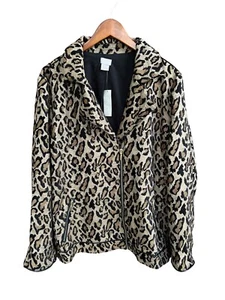 Chico’s Animal Print Moto Jacket Womens 4 20 22 Jacquard Long Sleeve NEW - Picture 1 of 6