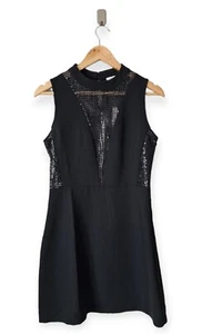Morgan De Toi Black Sequin Mesh Sleeveless Cocktail Party Mini Dress Size 12 Y2k - Picture 1 of 15