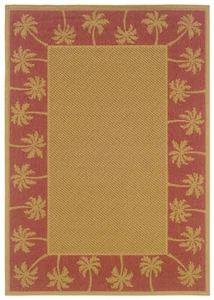 Beige Tropical Trees Palms Outdoor Bordered Door Mat 606C8 - Aprx 2' 5" x 4' 5" - Picture 1 of 2