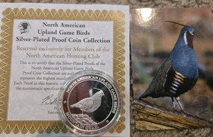 Moneda de colección North American Mountain Codorniz NAHC Upland Game Bird prueba de plata - Imagen 1 de 7