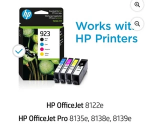 HP 923 Black/Cyan/Magenta/Yellow Standard Yield Ink Cartridges 4 Pack 7472(2025) - Picture 1 of 3