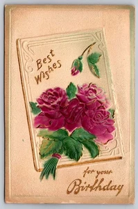 Postal vintage D6, los mejores deseos en tu cumpleaños. Matasellado 1910. En relieve - Imagen 1 de 2