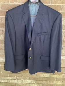 Stafford Blue Sports Jacket/ Blazer / Size 50 Regular/ Gold Buttons/Flap Pockets - Picture 1 of 5