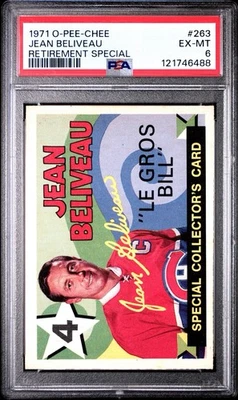 Jean Beliveau 1971-72 O-Pee-Chee OPC Retirement Special Card #263 PSA 6 - Image 1 of 2