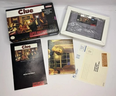 Clue SNES 1992 Super Nintendo Entertainment System CIB Poster Manual Game Box - Image 1 of 4