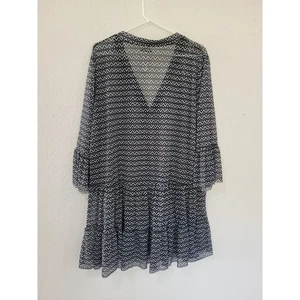 Coco Reef Swim Cover Up Black White Geometric Print Sheer Lightweight L #18 - Picture 1 of 6