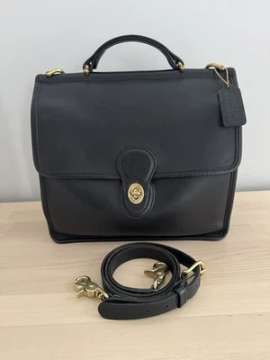 Bolso Cartera Coach Willis Vintage Cuero Negro 9927 Hecho en Turquía con Etiqueta Colgante   Foto 1 de 4
