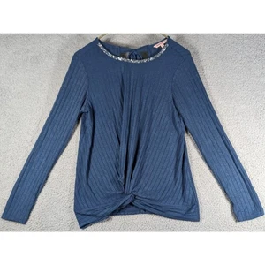 Juicy Couture Shirt Womens Size Medium Blue Long Sleeve Knotted Front Tie Back - Picture 1 of 5