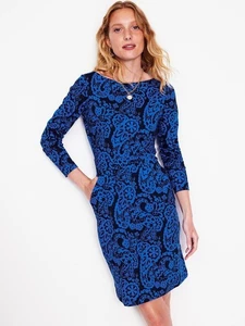 Boden Kleid blau Florrie Langarm 100% Baumwolle 8R Taschen Paisley wie Design - Bild 1 von 12