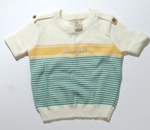 Vintage kleiner Junge maritim Segelboot adretter Kurzarm Pullover Stickerei Gr. 4T - Bild 1 von 11
