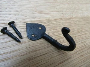 Rustic iron blacksmith hook wrought iron vintage hook hanger SPEAR 50mm - Picture 1 of 2