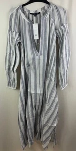 French Connection Women's Long Striped Dress, Grey/White, UK 8, New, Damaged - Picture 1 of 3