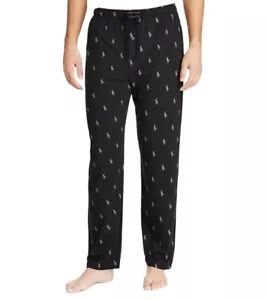 New Polo Ralph Lauren Men's Big & Tall Black Pajama Pants Allover Pony Stretch - Picture 1 of 6