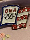 Vintage Olympics United States Flag Pin Aminco 1980's Tie Tack Hat Pin Lapel Pin