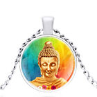 BUDDHA MONK ZEN HEAD Pendant Charm On 20" 925 Sterling Silver Necklace Gold Gift