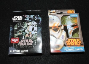 2 Sets of Star Wars Playing Cards Collectible - Boba Fett & Rogue One Tins - Picture 1 of 2