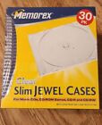 Memorex Slim Clear Jewel Cases 30 Pack Brand New Factory Sealed