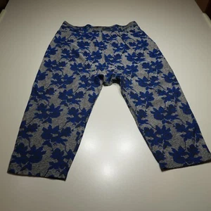 Gabrielle Union Pants Womens Medium Drop Crotch Capri Heather Gray Blue Floral - Picture 1 of 17