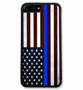 American Flag Distressed Thin Blue Line Support iPhone 7 Case iPhone 7 Plus Case - Photo 1 sur 2