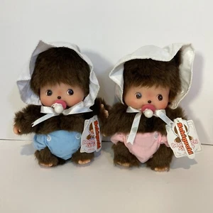Monchhichi Bebichhichi 25cm Pair Doll Plush Toy Boy Girl Sekiguchi Japan Tag - Foto 1 di 15