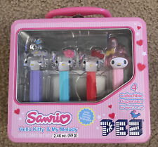 Hello Kitty and My Melody Sanrio 4 collectible PEZ dispenser - TIN LUNCH BOX