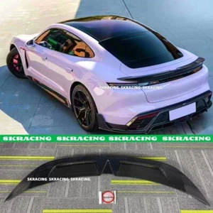 Carbon Fiber Rear Trunk Spoiler Lid Wing Body kits Fits Porsche Taycan 2020-2024 - Picture 1 of 16