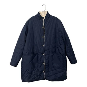 Abrigo Mujer Mujer Grande 18/20 Azul Crema Reversible Puffer Polar Chaqueta - Imagen 1 de 20