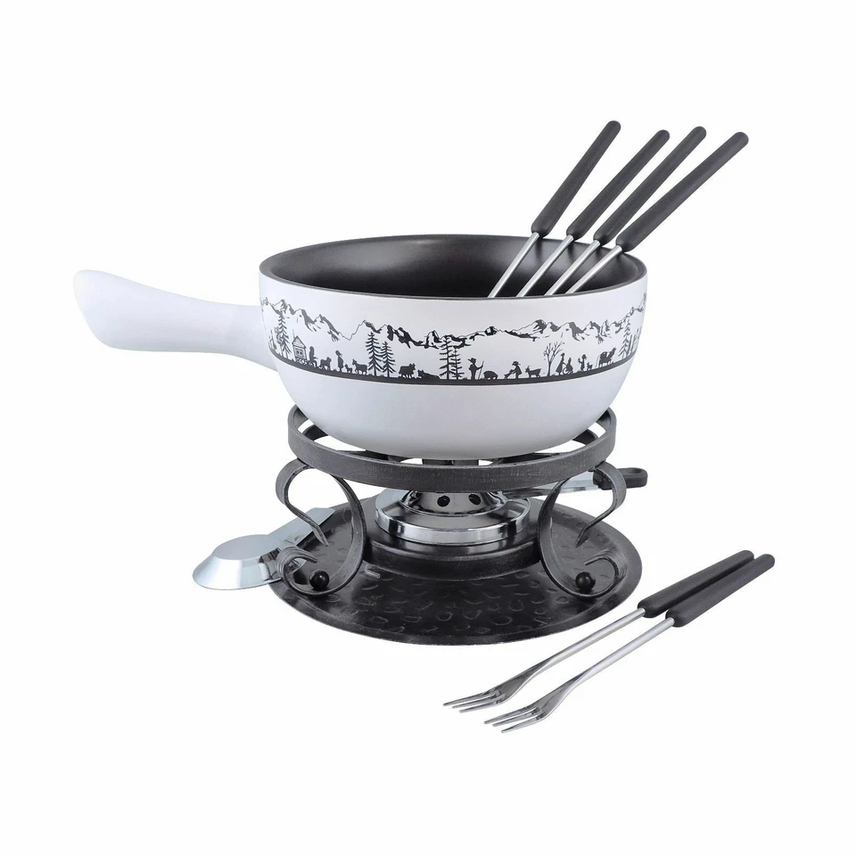 NEW SWISSMAR HEIDI 9 PIECE CERAMIC CHEESE FONDUE SET Chocolate Dipping - image 1 of 1