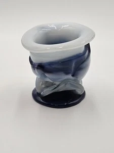 Jarrón de vidrio soplado a mano azul y blanco, muy único y abstracto, 5"x5"x5" - Imagen 1 de 8