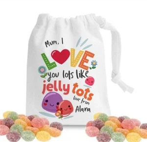 Mothers Day Personalised Love You Lots Like Jelly Tots Mini Sack Gift - Picture 1 of 1